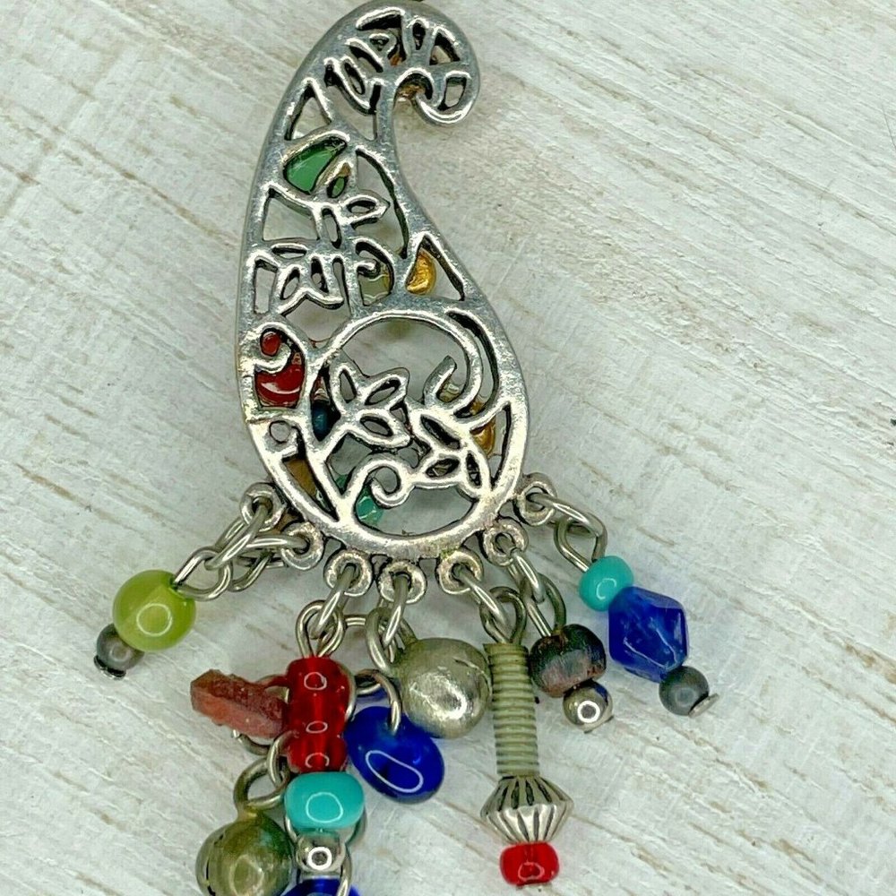 Womens Silver Tone Multicolor Stone Dangle Earring - image 5